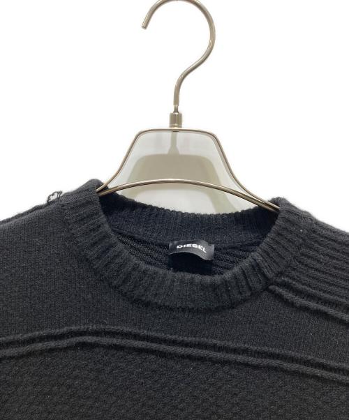 DIESEL（ディーゼル）DIESEL (ディーゼル) K-PATHY 切替クルーネックニット ブラック サイズ:Lの古着・服飾アイテム