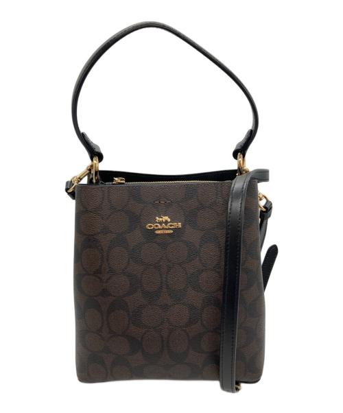 COACH（コーチ）COACH (コーチ) スモール タウン バケット バッグ シグネチャー キャンバス ブラウンの古着・服飾アイテム