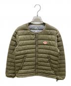 DANTONダントン）の古着「ノーカラダウンジャケット」｜グリーン