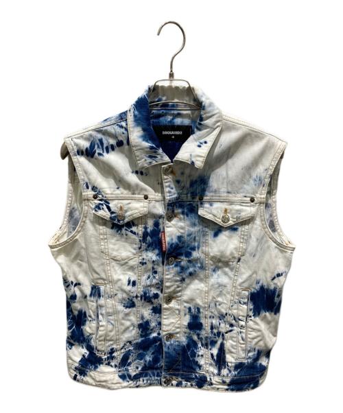 DSQUARED2（ディースクエアード）DSQUARED2 (ディースクエアード) ブリーチデニムベスト インディゴ サイズ:48の古着・服飾アイテム