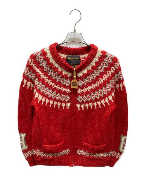 hysterics（ヒステリックス）hysterics (ヒステリックス) CANADIAN SWEATER (カナディアンセーター) カウチンニットカーディガン レッド サイズ:記載無しの為実寸参照の古着・服飾アイテム