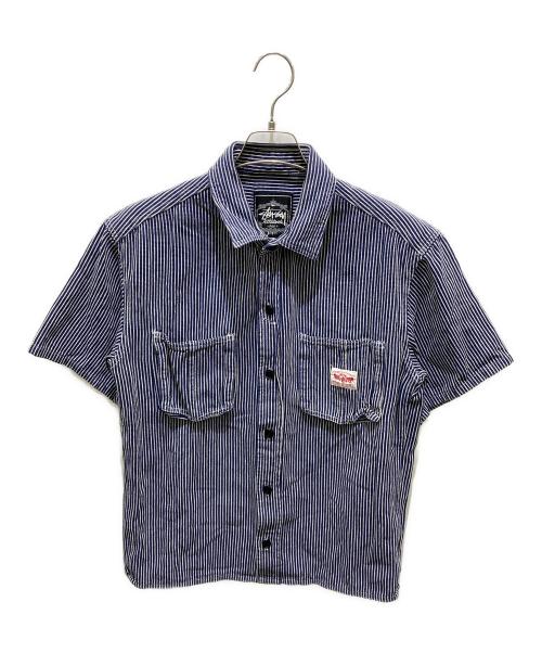 stussy（ステューシー）stussy (ステューシー) 半袖ワークシャツ ネイビー サイズ:Ｌの古着・服飾アイテム