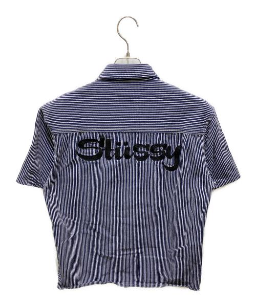 stussy（ステューシー）stussy (ステューシー) 半袖ワークシャツ ネイビー サイズ:Ｌの古着・服飾アイテム