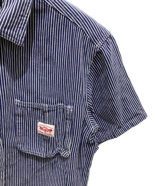 stussy（ステューシー）stussy (ステューシー) 半袖ワークシャツ ネイビー サイズ:Ｌの古着・服飾アイテム