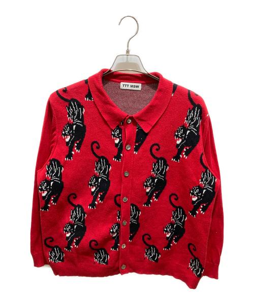 TTT MSW（ティー）TTT MSW (ティー) 21AWPanther Knit Cardigan レッド サイズ:Mの古着・服飾アイテム