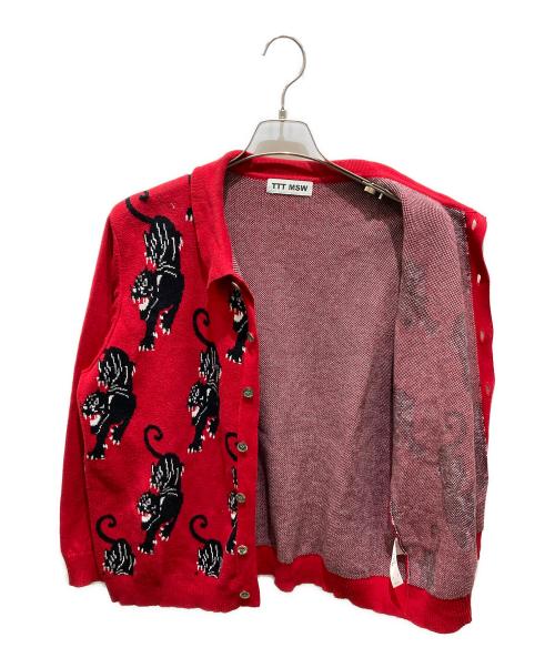 TTT MSW（ティー）TTT MSW (ティー) 21AWPanther Knit Cardigan レッド サイズ:Mの古着・服飾アイテム