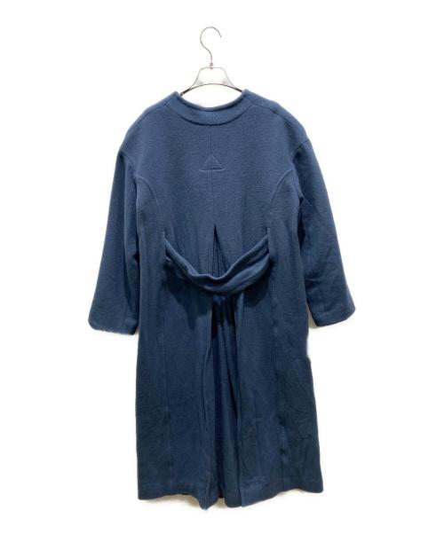 Lallia Mu（ラリア ムー）Lallia Mu (ラリア ムー) ノーカラーロングコート ブルー サイズ:Mの古着・服飾アイテム