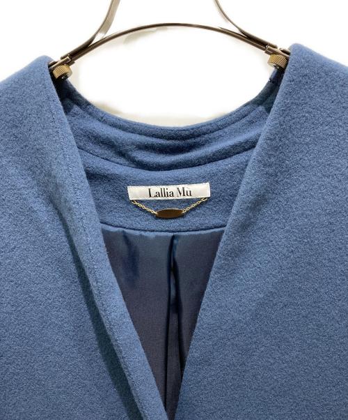 Lallia Mu（ラリア ムー）Lallia Mu (ラリア ムー) ノーカラーロングコート ブルー サイズ:Mの古着・服飾アイテム