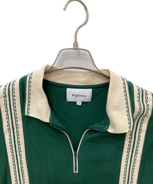 PALMES（PALMES）PALMES (PALMES) Luca Zip Polo グリーン サイズ:XXLの古着・服飾アイテム