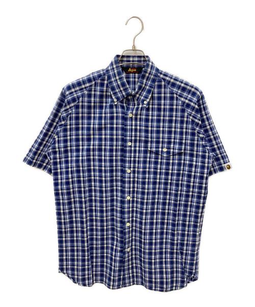 A BATHING APE（アベイシングエイプ）A BATHING APE (アベイシングエイプ) チェックシャツ ブルー サイズ:Lの古着・服飾アイテム