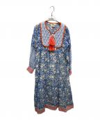 SZ Blockprints×Ron Hermanエスゼットブロックプリント×ロンハーマン）の古着「別注 Silk Jodhpur Dress」｜ブルー×ホワイト