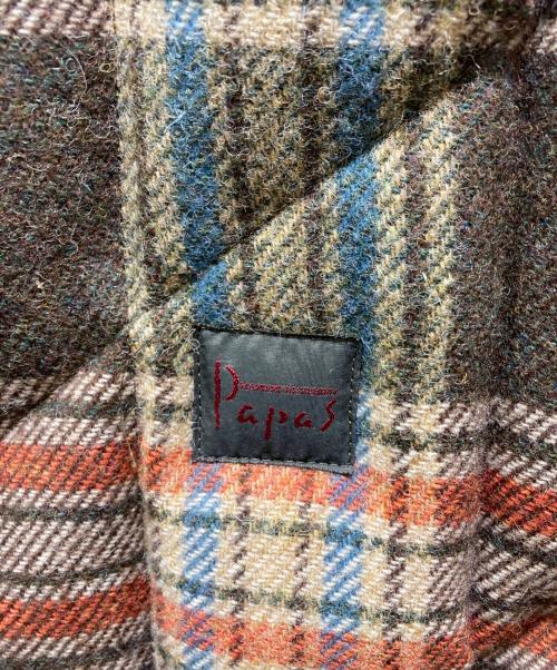 PAPAS（パパス）PAPAS (パパス) ダウンチェックベスト ブラウン サイズ:Lの古着・服飾アイテム
