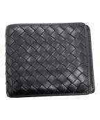 BOTTEGA VENETAボッテガベネタ）の古着「イントレチャート2つ折り財布」｜ブラック