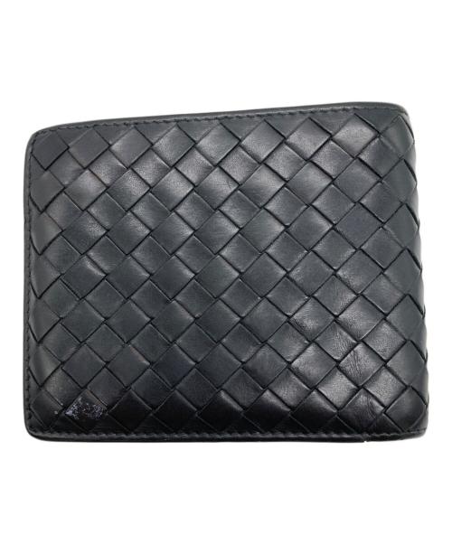 BOTTEGA VENETA（ボッテガベネタ）BOTTEGA VENETA (ボッテガベネタ) イントレチャート2つ折り財布 ブラックの古着・服飾アイテム
