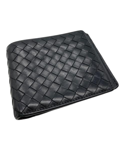 BOTTEGA VENETA（ボッテガベネタ）BOTTEGA VENETA (ボッテガベネタ) イントレチャート2つ折り財布 ブラックの古着・服飾アイテム