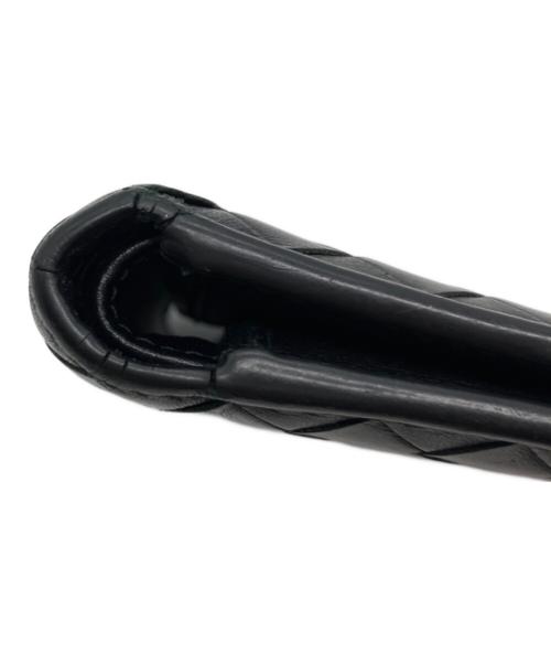 BOTTEGA VENETA（ボッテガベネタ）BOTTEGA VENETA (ボッテガベネタ) イントレチャート2つ折り財布 ブラックの古着・服飾アイテム