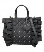 DIANAダイアナ）の古着「キルティングフリル2WAYバッグ」｜ブラック