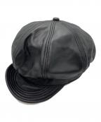 Schottショット）の古着「LEATHER NEWSBOY CAP」｜ブラック