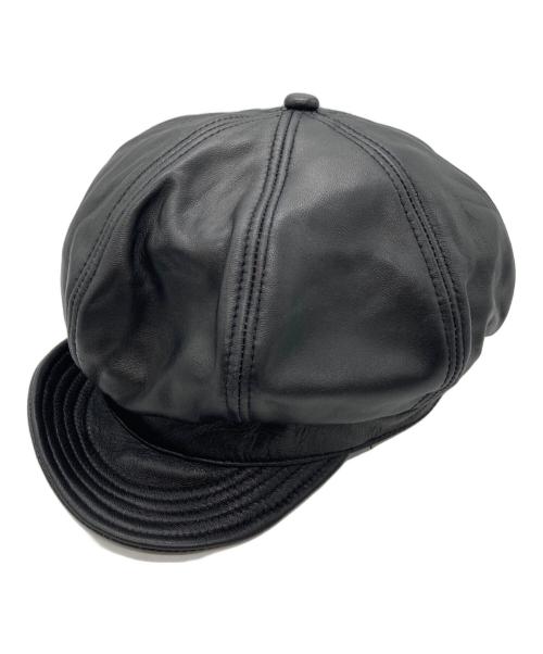 Schott（ショット）Schott (ショット) LEATHER NEWSBOY CAP ブラックの古着・服飾アイテム