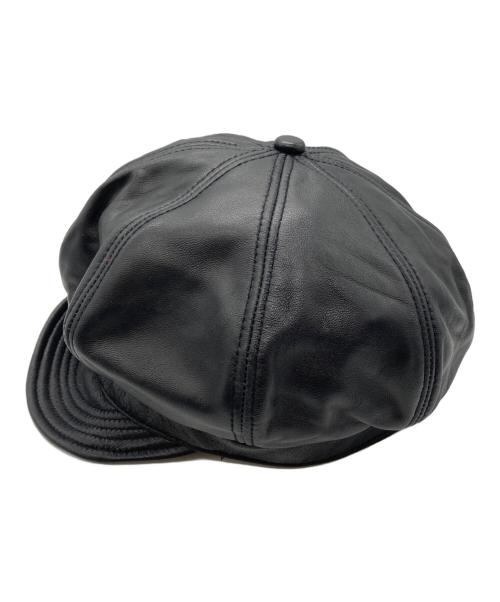 Schott（ショット）Schott (ショット) LEATHER NEWSBOY CAP ブラックの古着・服飾アイテム