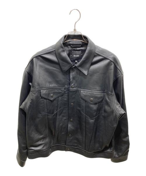 BEAMS（ビームス）BEAMS (ビームス) トラックレザージャケット ブラック サイズ:Mの古着・服飾アイテム