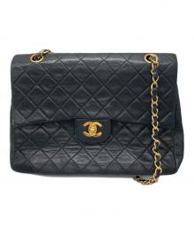 CHANEL（シャネル）の古着「Wフラップラムスキンチェーンショルダーバッグ」｜ブラック