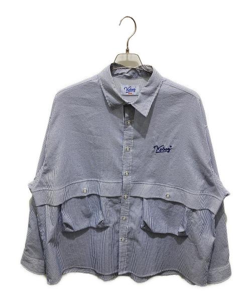 KEBOZ（ケボズ）KEBOZ (ケボズ) COOLMAX SEERSUCKER BALL SHIRT ブルー サイズ:Ｍの古着・服飾アイテム