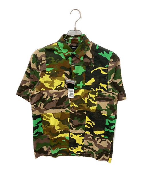 DIESEL（ディーゼル）DIESEL (ディーゼル) パッチワークシャツ ブラウン サイズ:XSの古着・服飾アイテム