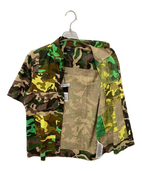 DIESEL（ディーゼル）DIESEL (ディーゼル) パッチワークシャツ ブラウン サイズ:XSの古着・服飾アイテム