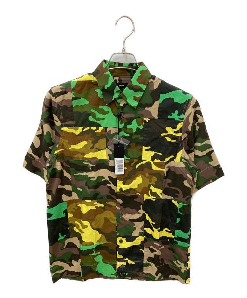 DIESEL（ディーゼル）DIESEL (ディーゼル) パッチワークシャツ ブラウン サイズ:XSの古着・服飾アイテム