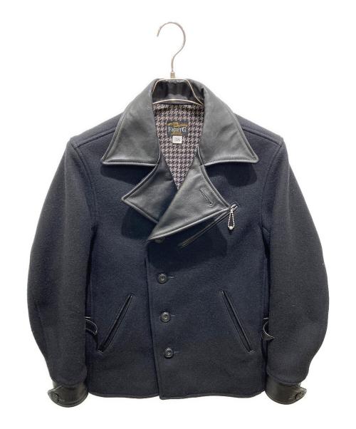 EIGHT G（エイトジー）EIGHT G (エイトジー) メルトンレザージャケット ブラック サイズ:38の古着・服飾アイテム