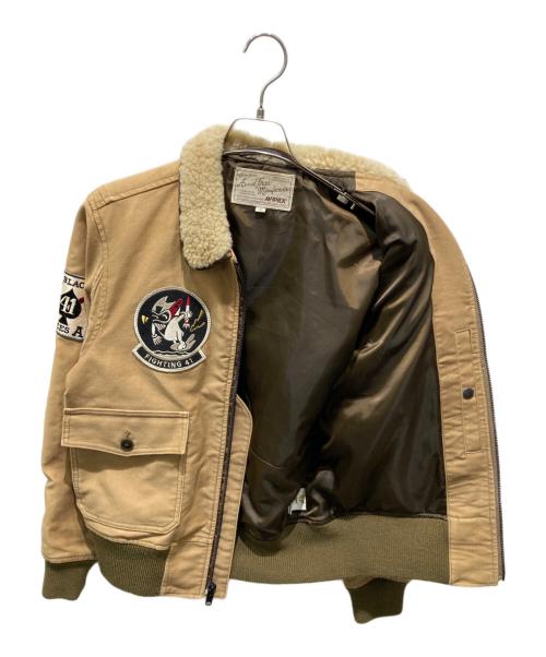 AVIREX（アヴィレックス）AVIREX (アヴィレックス) G-1ブラックエイセスフライトジャケット ベージュ サイズ:Lの古着・服飾アイテム
