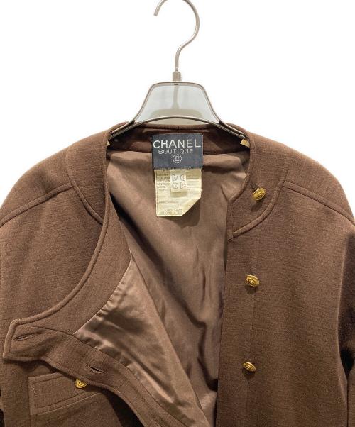CHANEL（シャネル）CHANEL (シャネル) ノーカラージャケット ブラウン サイズ:38の古着・服飾アイテム