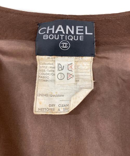 CHANEL（シャネル）CHANEL (シャネル) ノーカラージャケット ブラウン サイズ:38の古着・服飾アイテム