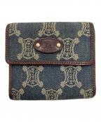 CELINEセリーヌ）の古着「がま口折り財布」｜ブルー