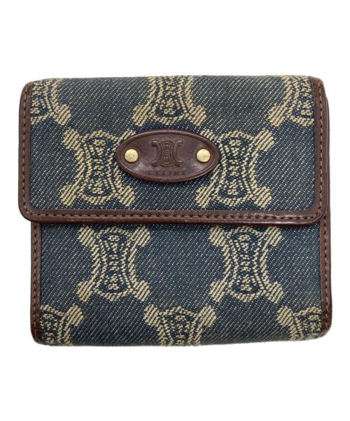 CELINE（セリーヌ）CELINE (セリーヌ) がま口折り財布 ブルーの古着・服飾アイテム