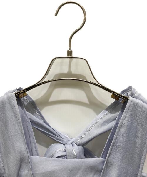 Snidel（スナイデル）Snidel (スナイデル) リボンショルダーウエストリブワンピース ブルーの古着・服飾アイテム