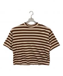 H BEAUTY&YOUTH（エイチ ビューティー&ユース）の古着「オンブレボーダー ショートスリーブ Tシャツ」｜ブラウン