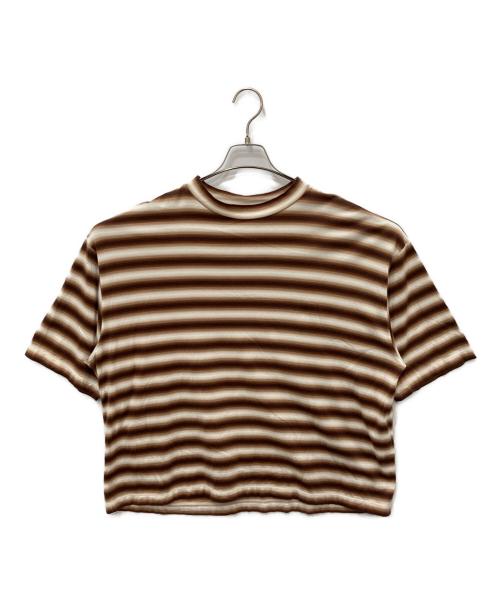 H BEAUTY&YOUTH（エイチ ビューティー&ユース）H BEAUTY&YOUTH (エイチ ビューティー&ユース) オンブレボーダー ショートスリーブ Tシャツ ブラウン サイズ:Lの古着・服飾アイテム