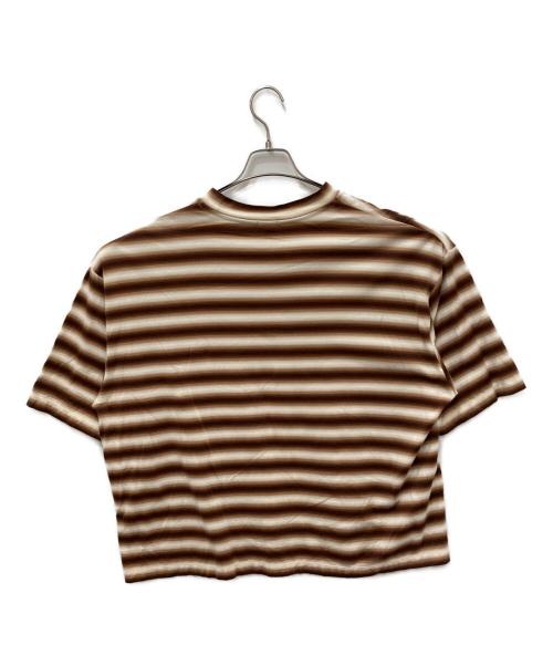 H BEAUTY&YOUTH（エイチ ビューティー&ユース）H BEAUTY&YOUTH (エイチ ビューティー&ユース) オンブレボーダー ショートスリーブ Tシャツ ブラウン サイズ:Lの古着・服飾アイテム