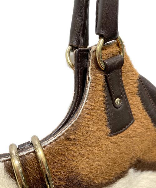 Salvatore Ferragamo（サルヴァトーレ フェラガモ）Salvatore Ferragamo (サルヴァトーレ フェラガモ) ハラコガンチーニハンドバッグ ブラウン×アイボリーの古着・服飾アイテム