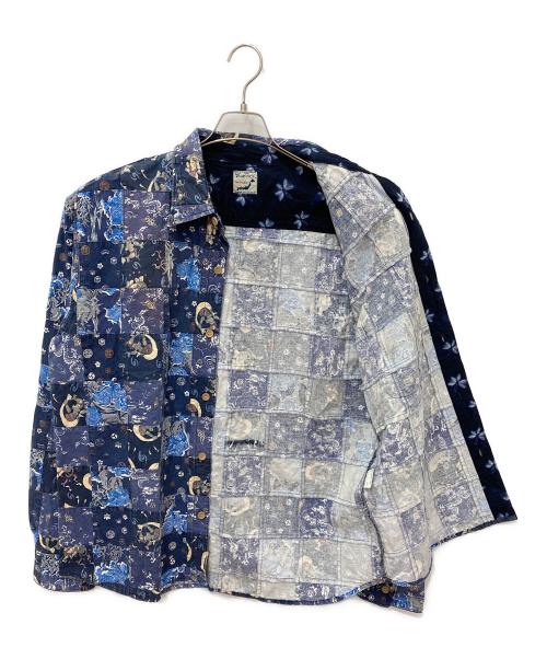 BLUE TRICK（ブルートリック）blue trick (ブルートリック) パッチワークシャツ ブルー サイズ:8の古着・服飾アイテム