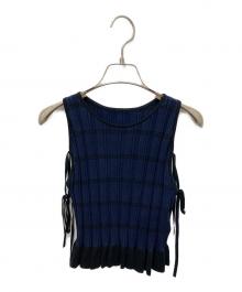 Ameri（アメリ）の古着「MEDI PURIPURI SHORT KNIT TOP」｜ネイビー