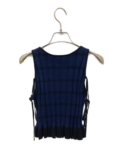 Ameri（アメリ）AMERI (アメリ) MEDI PURIPURI SHORT KNIT TOP ネイビー サイズ:Fの古着・服飾アイテム
