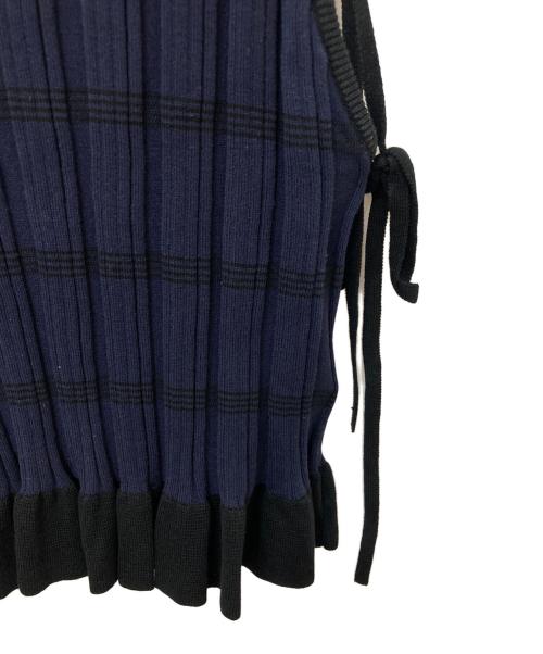 Ameri（アメリ）AMERI (アメリ) MEDI PURIPURI SHORT KNIT TOP ネイビー サイズ:Fの古着・服飾アイテム