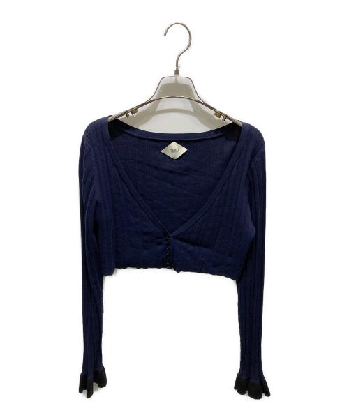 Ameri（アメリ）Ameri (アメリ) MEDI PURIPURI SHORT KNIT CARDIGAN ネイビー サイズ:Fの古着・服飾アイテム