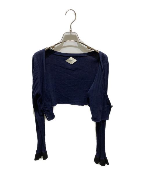 Ameri（アメリ）Ameri (アメリ) MEDI PURIPURI SHORT KNIT CARDIGAN ネイビー サイズ:Fの古着・服飾アイテム