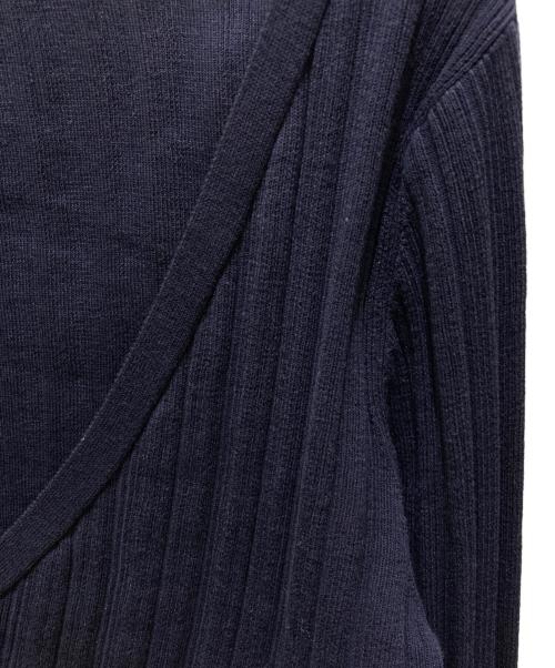 Ameri（アメリ）Ameri (アメリ) MEDI PURIPURI SHORT KNIT CARDIGAN ネイビー サイズ:Fの古着・服飾アイテム