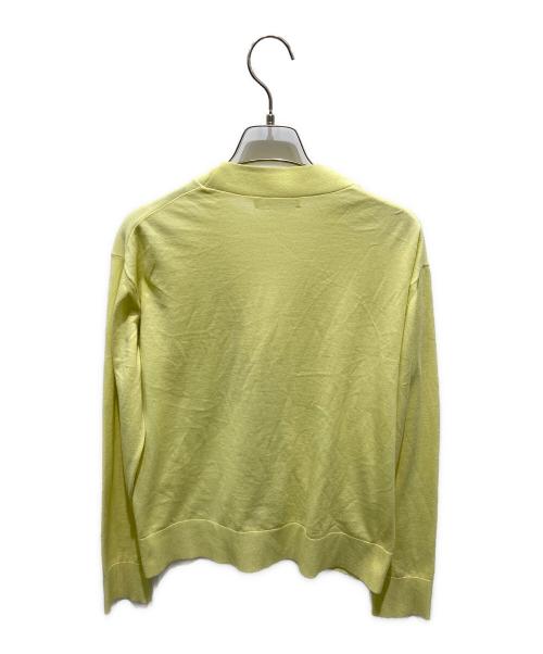 ebure（エブール）ebure (エブール) セミハイツイストコットンVネックニットカーディガン イエロー サイズ:記載無しの為実寸参照の古着・服飾アイテム