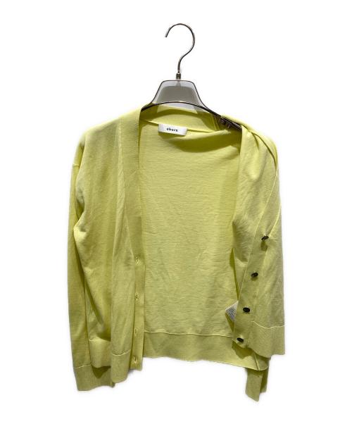 ebure（エブール）ebure (エブール) セミハイツイストコットンVネックニットカーディガン イエロー サイズ:記載無しの為実寸参照の古着・服飾アイテム